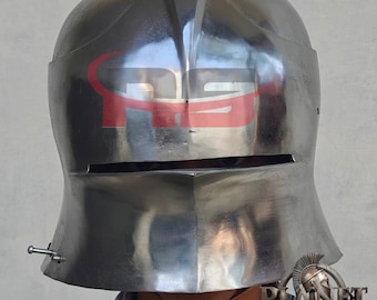 Medieval German Sallet Steel Helmet, Battle Ready Armor for Reenactment