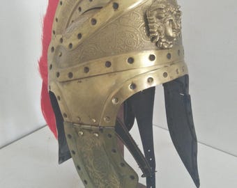 Romersk kung kejserlig hjälm med röd plym Lajvkostym Cosplay