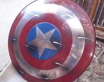 Superhero Star Shield Replica Metal Round Shield Movie Style PropCosplay, Display, or Collection