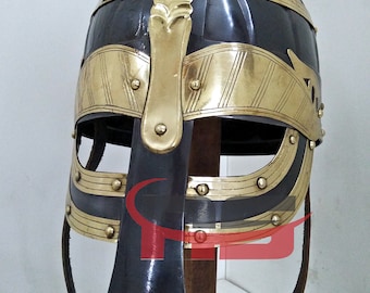Casco normando medieval / Casco de caballero vikingo de acero nasal para LARP y cosplay