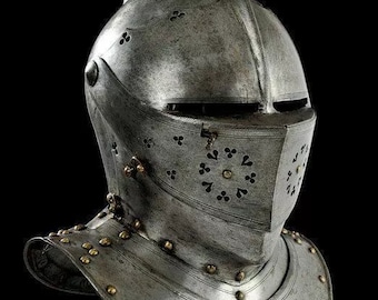 Medieval Knight Tournament Close Armor Helmet With Leather Liner