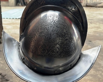 Spanish Morion Etched Helmet  Medieval Conquistador Costume Armor