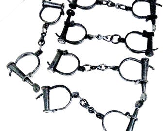 Iron Handcuffs with Chain, Old World Gag Gift, 12"L
