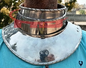 Medieval Stainless Steel Plate Armor Neck Protector Type A Classic Gorget LARP