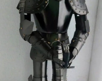 Miniature Medieval Knight Armor Suit: Decorative Steel Sculpture