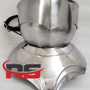Handcrafted Medieval Knight Gorget: 18 Gauge Steel Neck Guard Armor