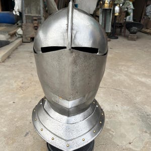 Medieval Knight Steel Visor Armor Helmet for Cosplay LARP,