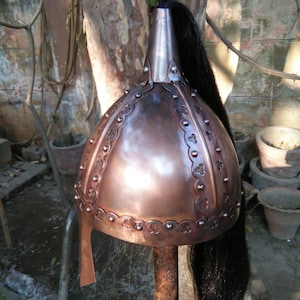 Wikinger Normannen Nasalhelm: Mittelalterliche Stahlrüstung, Kupfer Antik Finish