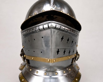 Burgonet Helmet  Medieval  Handmade Steel  Knight  Renaissance  Reenactment LARP  Cosplay.