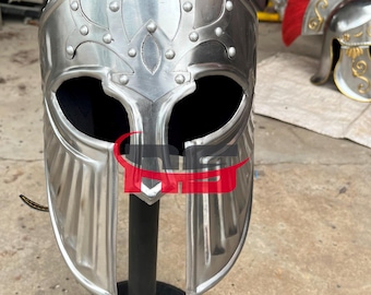 Fantasy Medieval Warrior Helmet – Handcrafted Steel Armor Replica, Ornate Knight Helmet, LARP, Cosplay & Display