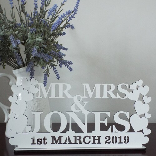 Personalised MR AND MRS sign Two Names & Date Wedding Top Table Decoration Gift 