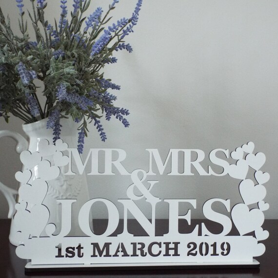 Personalised MR&MRS Sign Wedding Top Table Decoration with date Mr And Mrs,Gift 