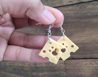Little cheese triangle slice dangle earrings