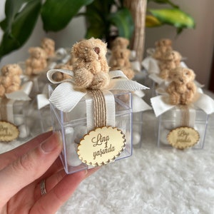 Personalized Teddy Bear Gift, Cute Teddy Bear Gift, Editable Teddy Bear Gift, Boho Baby Favors, Brown Teddy Bear Gift, Brown Bear Gift