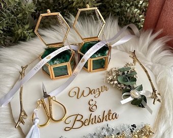 KingGnu CEREMONY TRAY Ceremony ZYX ゴールド Personalized Tray, Nikkah Ring Tray, Engagement Tray Set