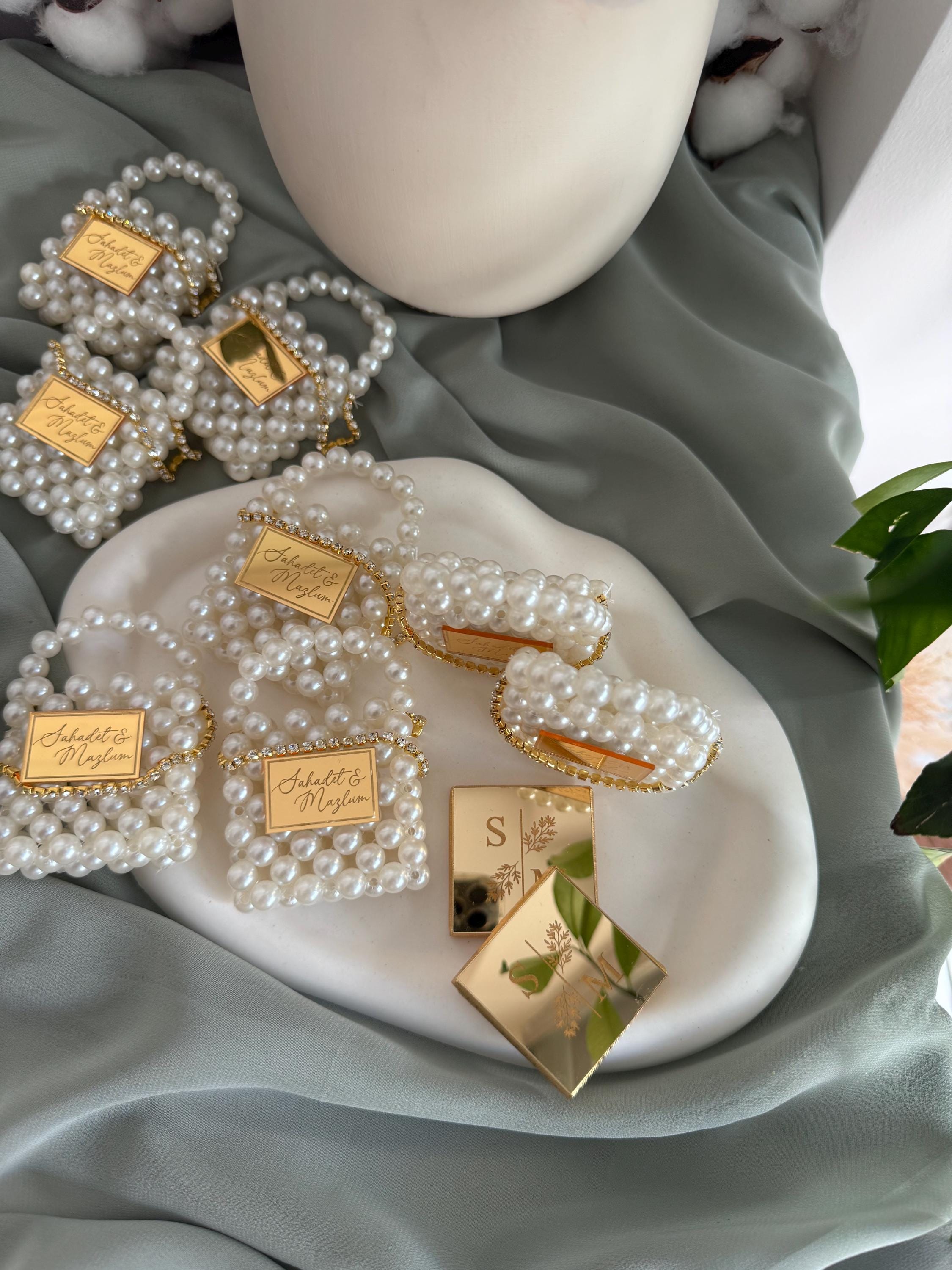 Mini Pearl Bag, Premium Chocolate, Handmade Wedding Favor, Luxury Bridal Shower Gift, Personalized Pearl Clutch, Pearl Purse Favor