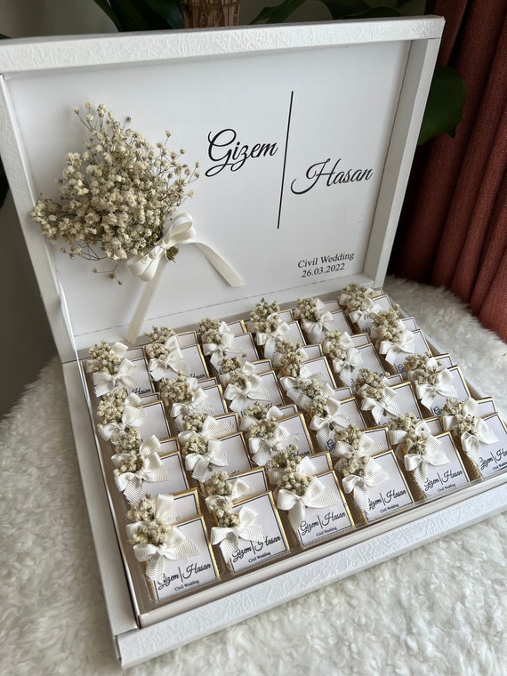 Wedding Chocolate Box Party Favors Engagement Chocolate Etsy