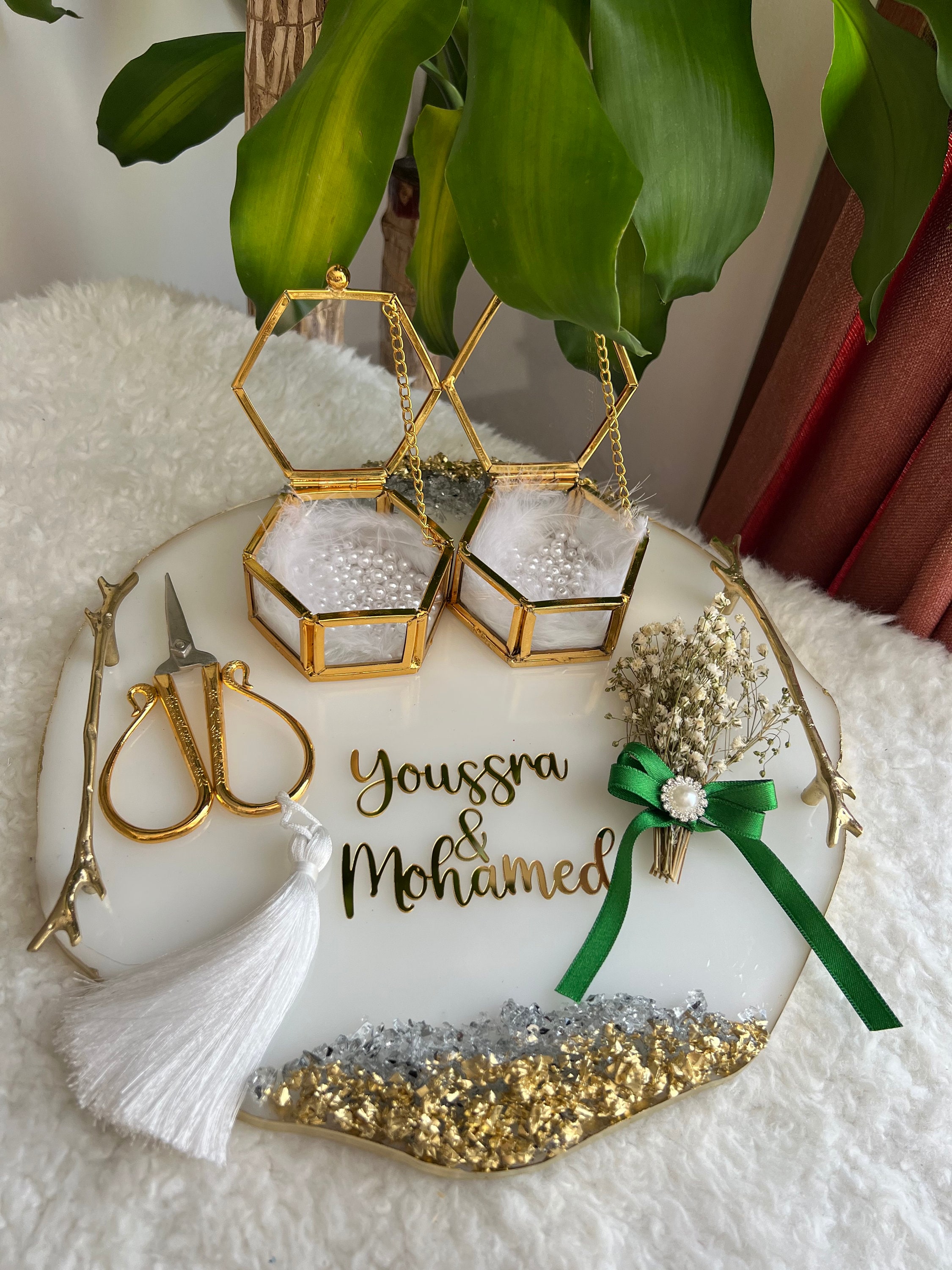 KingGnu CEREMONY TRAY Ceremony ZYX ゴールド Personalized Tray, Nikkah Ring Tray, Engagement Tray Set