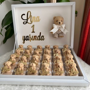 Personalizzato orsacchiotto bambino doccia favori, marrone orsacchiotto regalo, grazie Beary molto, regali per gli ospiti babyshower personalizzato orsacchiotto favore