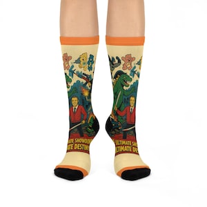 Ultimate Showdown Cartoon Crew Socks, Fun Gift for Pop Culture Lovers, Cozy Socks for Movie Nights, Halloween Accessories, Unique Sock Gift