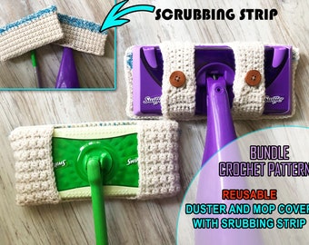 CROCHET PATTERN BUNDLE Reusable Duster and Mop Cover