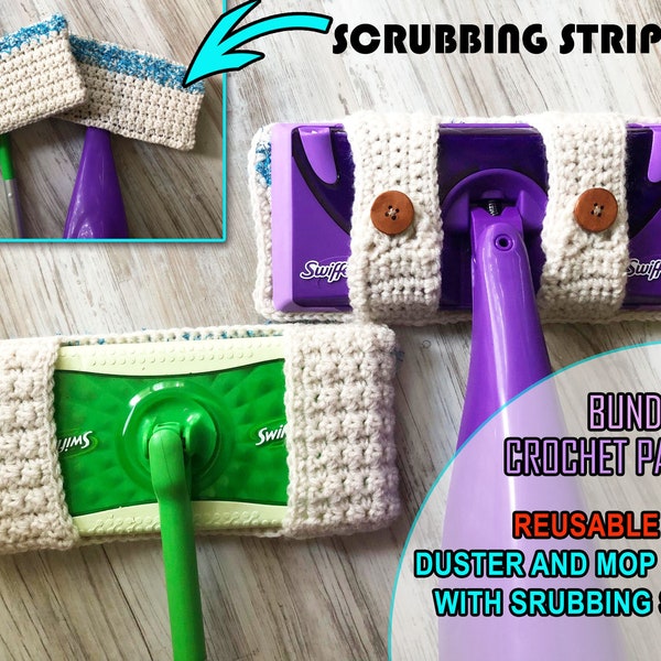 CROCHET PATTERN BUNDLE Reusable Duster and Mop Cover
