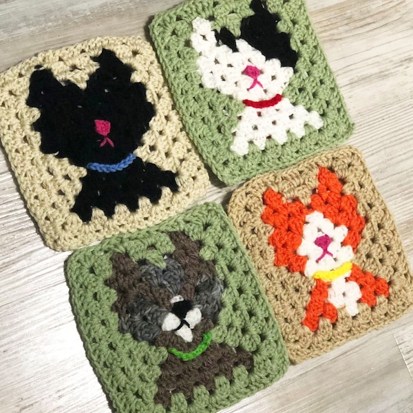 Kitty Cat Granny Square Crochet Pattern Bundle (4 cats)