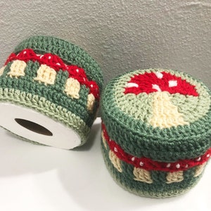 Pattern Crochet Mushroom Toilet Paper Roll Cover Cottage Core