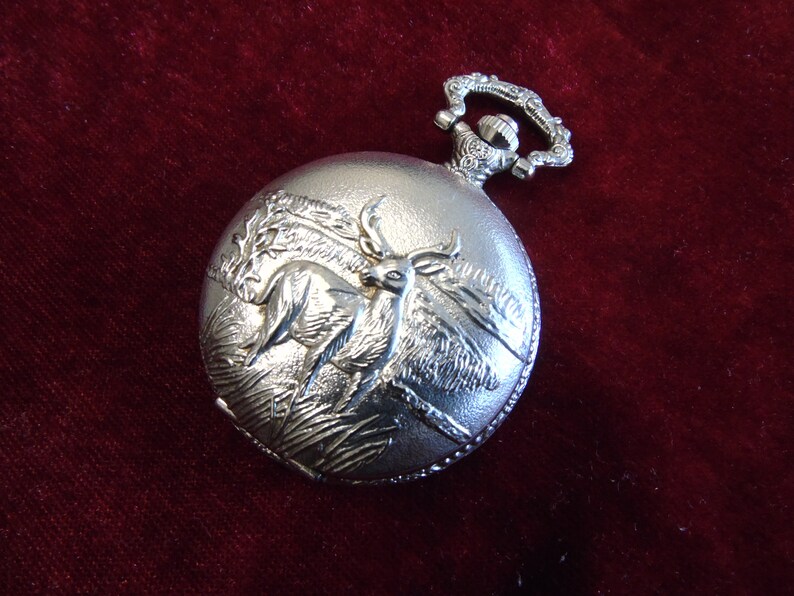 NDS pocket watch 17 jewels with a picture of a deer Etsy