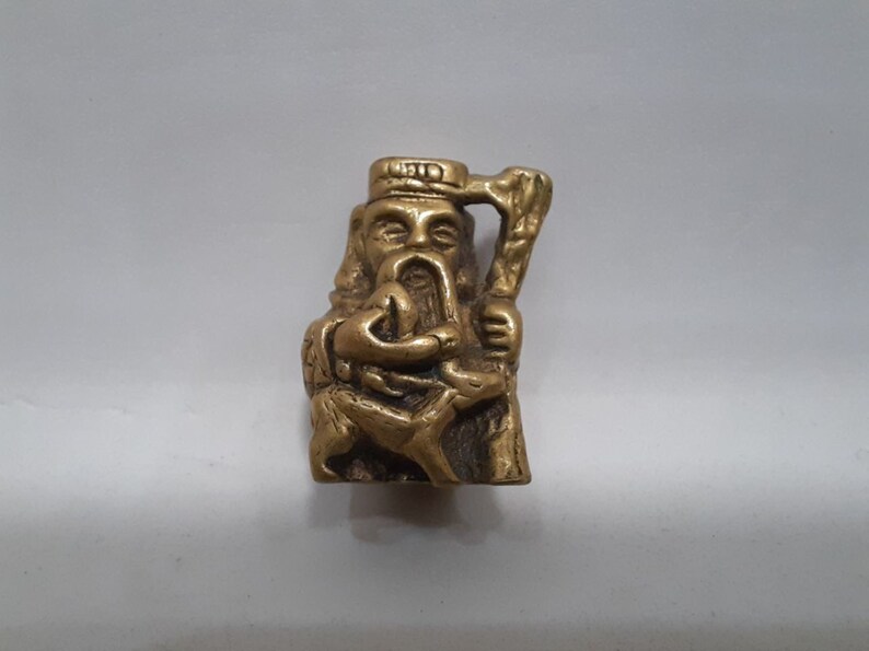 monk mage metal figurine of a druid old sorcerer wizard Vintage antique
