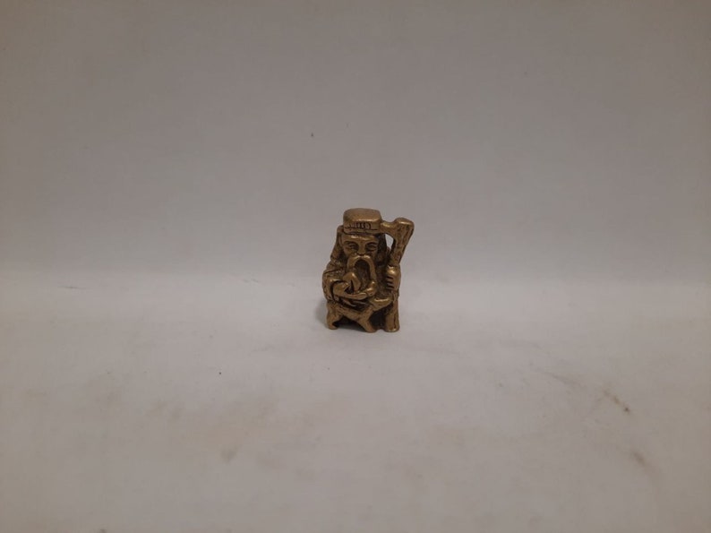 monk mage metal figurine of a druid old sorcerer wizard Vintage antique