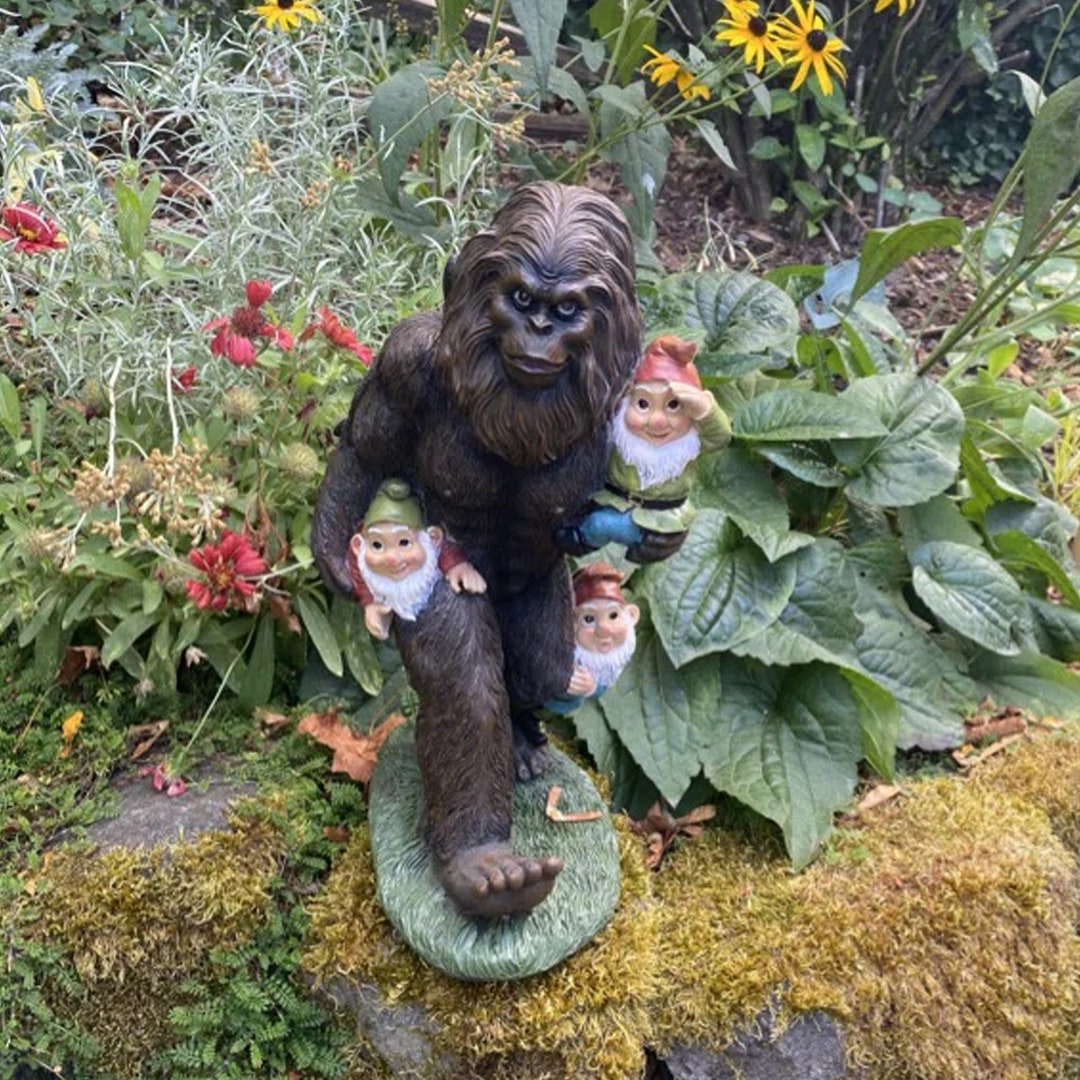 The Bigfoot Garden Statue Garden Gnomes Bigfoot Statue Art Etsy