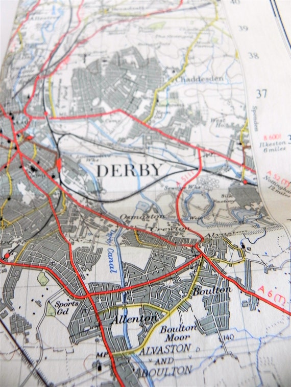 Burton On Trent Map 1953 Vintage Map Of Burton On Trent. One Inch Map Of Great | Etsy
