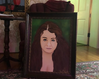 Oil on canvas portrait, original oil painting portrait