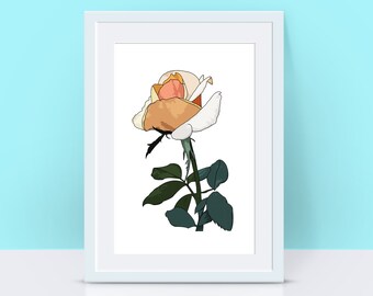 Rose Flower oranje bloem afdrukbare, digitale Print, Floral Wall Art, Art bloemenprint, decor