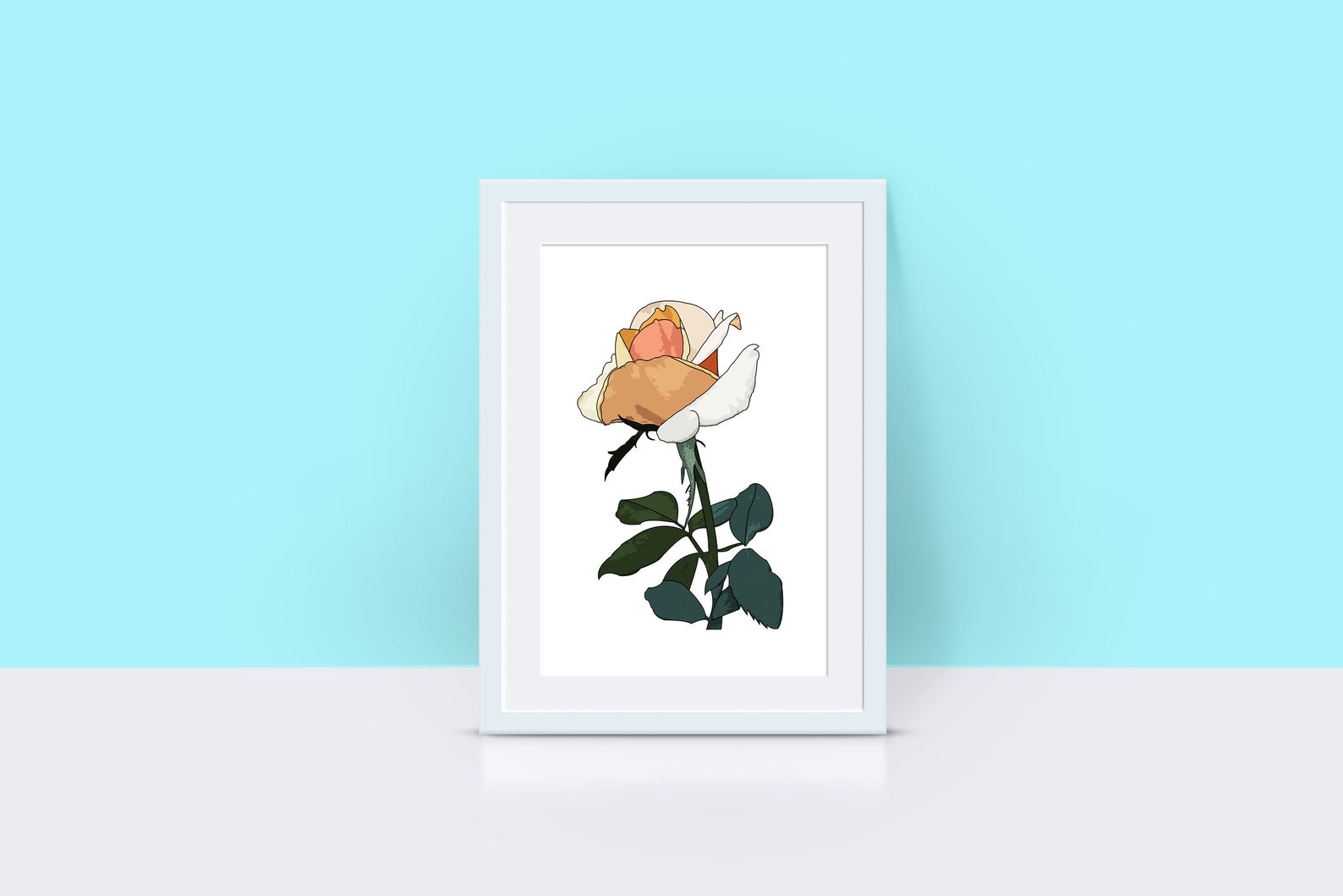 Rose Flower, Orange Flower Printable, Digital Print, Floral Wall Art ...