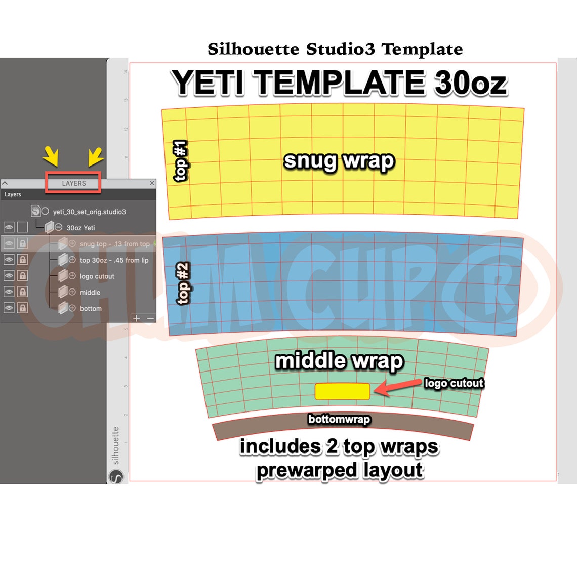 YETI 30 Ounce Rambler Full Wrap Template SVG Template File Etsy