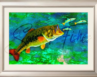 Bass | Lunker | Custom Artwork | Sons of Fishes™ | Fishing | Freshwater | Nature