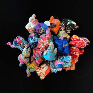 7PCS Mixed Color - Handmade Thai Miniature Elephant Keychain Sewing Fabric Animal Stuffed elephant Gift Beautiful Gifts Souvenir Mixed