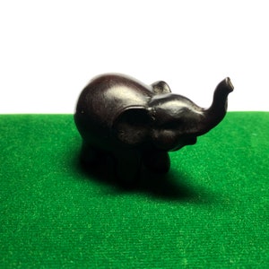 Beautiful Vintage Hand Thai Carved Brown Wooden Resin Power and Lucky Elephants Statue Clay Desk Carving Figure Trunk Up Animal Totem Size S