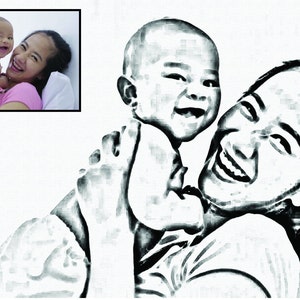 Custom Mom Portrait, Mothers Day Portrait, Mommy Portrait, Family Portrait, Photo to Drawing, Drawing Digital Art, Unique Gift for Mom, Mama