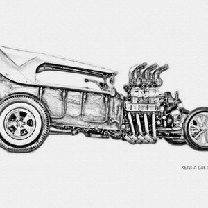 Ford Print, Black and White Prints, Muscle Car Poster, Hotrod Art, Fathers Day Gift, Antique Automobile Print, Classic Car Poster, Car Art