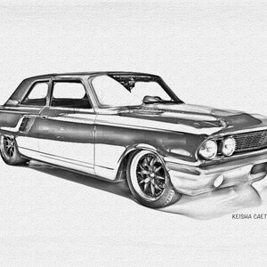 Ford Fairline drawing, Classic Car Print, Car Gifts for Dad,Man Cave Decor, Garage Wall Decor, Fathers Day Gifts, Automobile Lover gifts