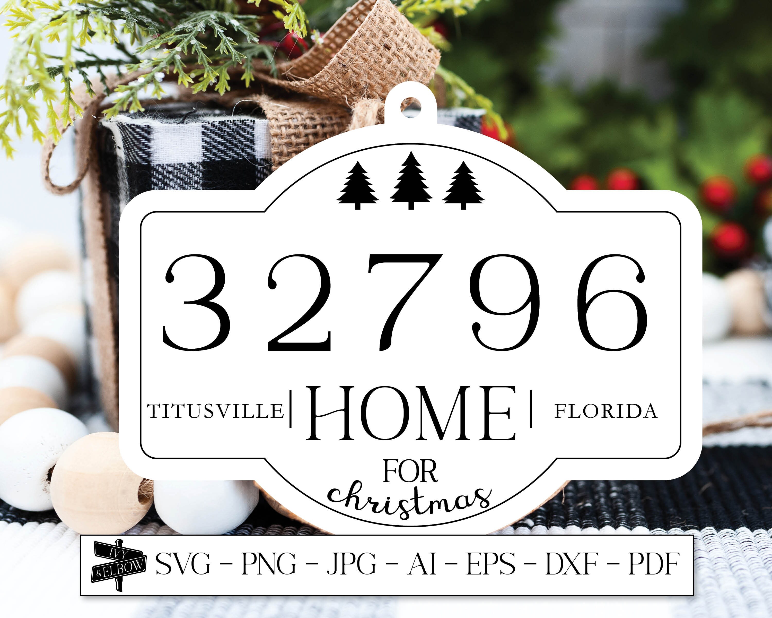 Home for Christmas Zip Code Ornament New Home SVG Etsy
