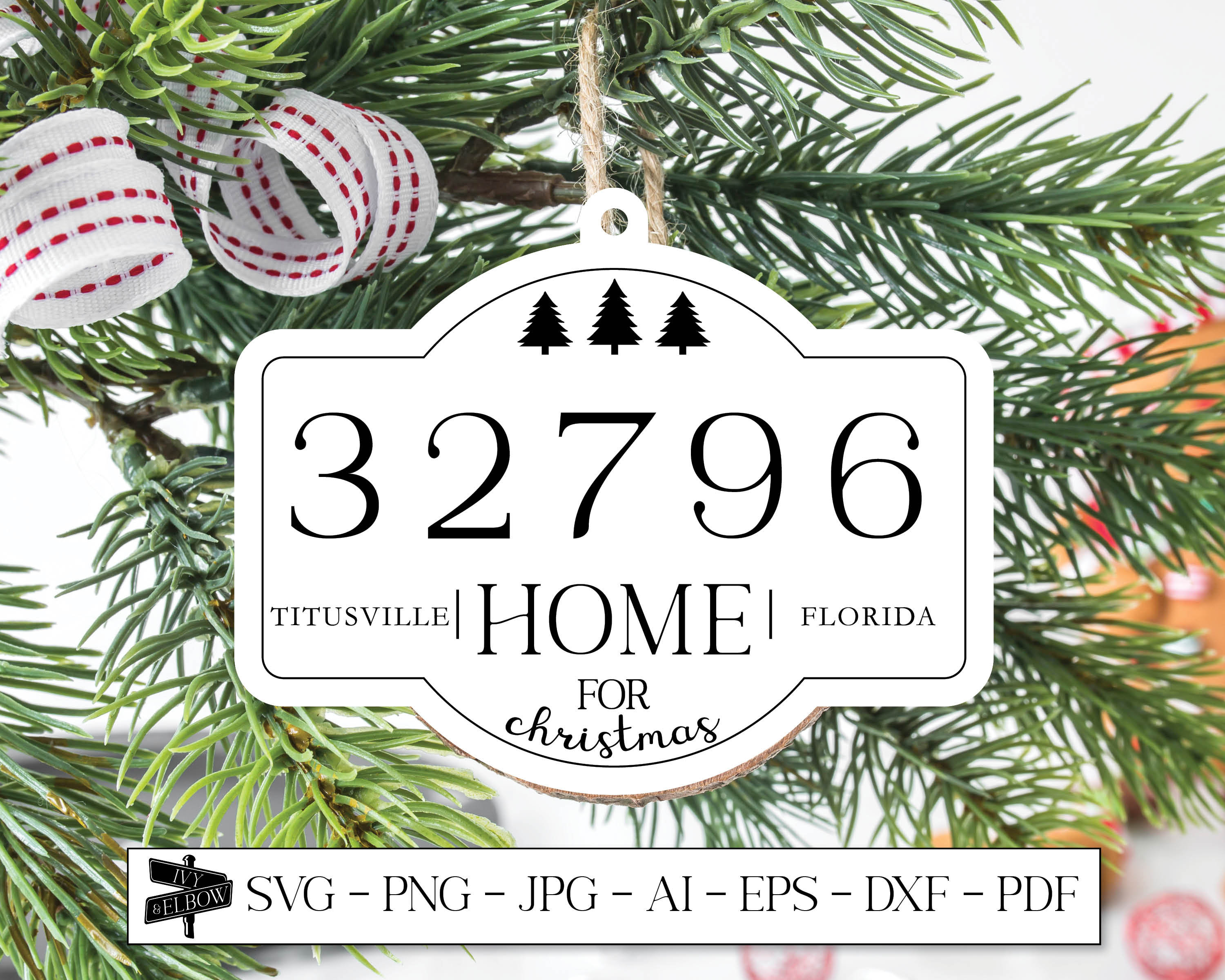 Home for Christmas Zip Code Ornament New Home SVG Etsy