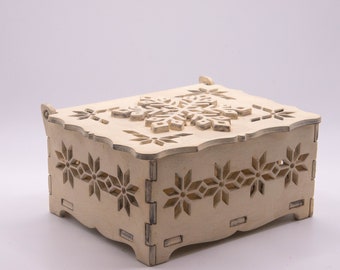 Small hinged Snowflake box - Lightburn file