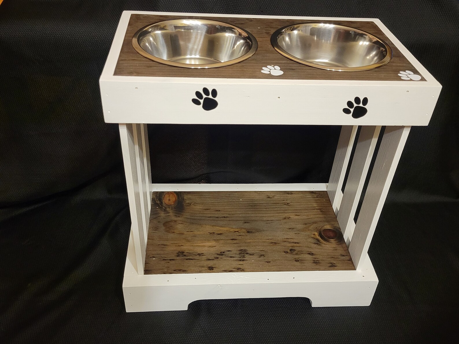 Elevated Dog Bowl Stand With Shelf Raised Dog Food / Water Etsy