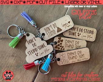 Funny Keychain Design SVG: Don't Do Stupid Sh*t, Laser/Vinyl Cut File (Digital File)