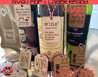 Funny Wine Tag SVG Bundle | Laser Cut File, Hostess Gift (Digital Files)