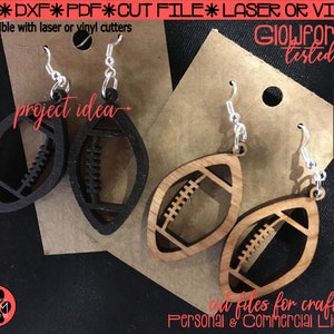 Football Earrings SVG | Glowforge Template, Sport Jewelry (Digital File) image 2